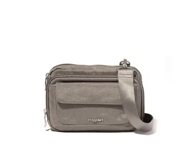 Baggallini Modern Double Zip Crossbody Cross Body Handbags Sterling Shimmer: One Size In Gray