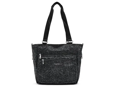 Baggallini Modern Everyday Shopper Tote Handbags Midnight Blossom Print: One Size In Blue