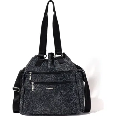 Baggallini Modern Everywhere Drawstring Crossbody Bucket Bag In Black