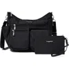 Baggallini Modern Everywhere Hobo Crossbody Bag With Wristlet In Black Cheetah Emboss