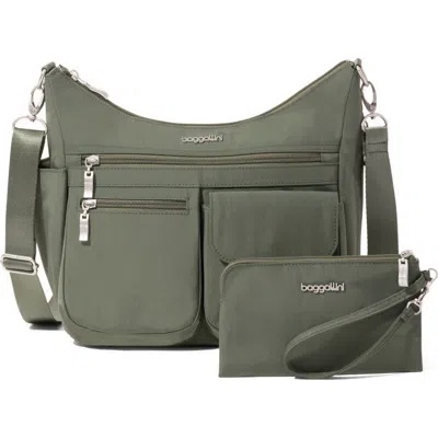 Baggallini Modern Everywhere Hobo Crossbody Bag With Wristlet In Green
