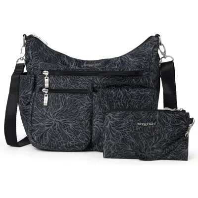 Baggallini Women's Modern Everywhere Hobo Crossbody Bag With Wristlet In Midnight Blossom