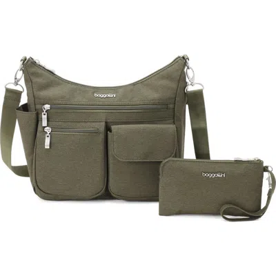 Baggallini Modern Everywhere Hobo Crossbody Bag With Wristlet In Blue