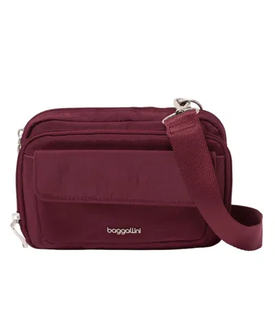 Baggallini Modern Everywhere Mini Double Zipper Crossbody Handbag In Burgundy