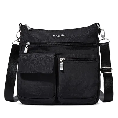 Baggallini Modern Everywhere Slim Crossbody Bag In Black Cheetah