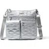 Baggallini Modern Everywhere Slim Crossbody Bag With Rfid Wristlet In Silver