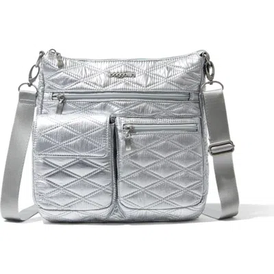 Baggallini Modern Everywhere Slim Crossbody Bag With Rfid Wristlet In Silver