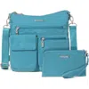 Baggallini Modern Everywhere Slim Crossbody Bag With Rfid Wristlet In Blue