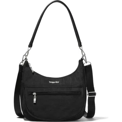 Baggallini Modern Pocket Half Moon Crossbody Shoulder Bag In Black
