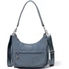 Baggallini Modern Pocket Half Moon Crossbody Shoulder Bag In Mist