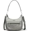 Baggallini Modern Pocket Half Moon Crossbody Shoulder Bag In Sterling Shimmer