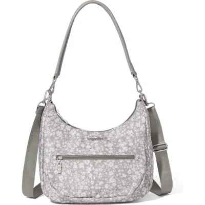 Baggallini Modern Pocket Half Moon Shoulder Bag In Light Grey Petal
