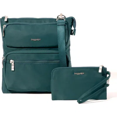 Baggallini Nolita Crossbody Bag With Rfid Wristlet In Emerald Twill