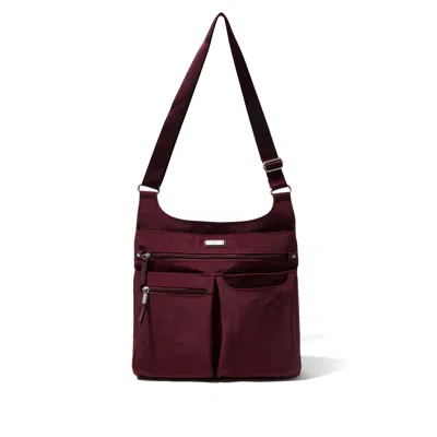 Baggallini On Track Zip Crossbody With Rfid Phone Wristlet In Burgundy