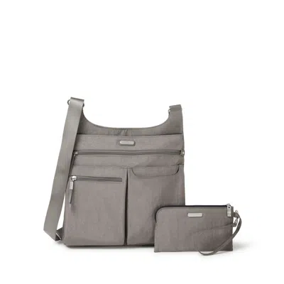 Baggallini On Track Zip Crossbody With Rfid Phone Wristlet In Gray