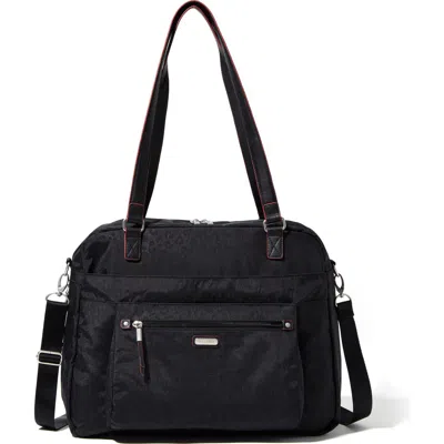 Baggallini Overnight Expandable Laptop Tote Bag With Rfid Wristlet In Black Cheetah Emboss