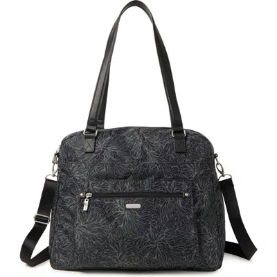 Baggallini Overnight Expandable Laptop Tote Bag With Rfid Wristlet In Midnight Blossom