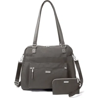 Baggallini Overnight Expandable Laptop Tote Bag With Rfid Wristlet In Sterling Shimmer
