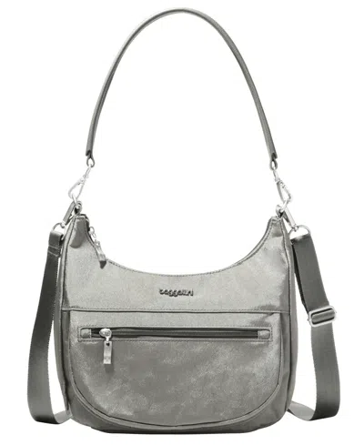 Baggallini Pocket Half Moon Bag In Gray