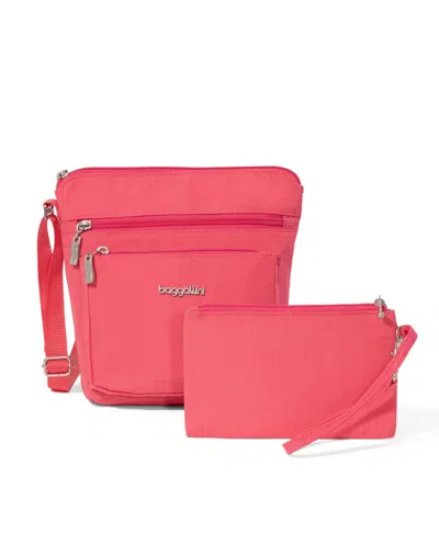 Baggallini Pocket With Rfid Crossbody Bag In Flamingo