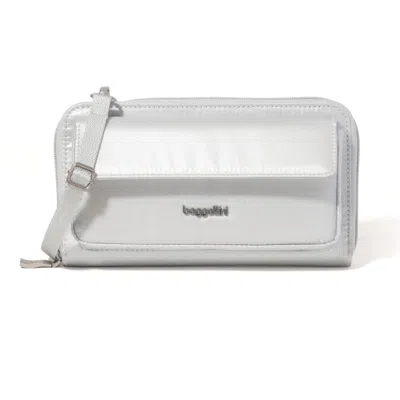 Baggallini Rfid Phone Wallet Crossbody Bag In Silver