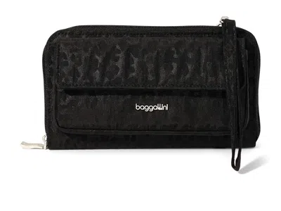 Baggallini Rfid Phone Wallet Crossbody Cross Body Handbags Black Cheetah Emboss: One Size