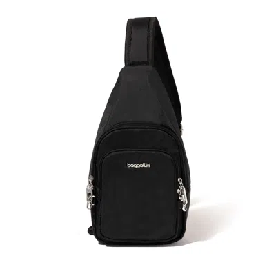 Baggallini The Travel Smart Edit Securtex Anti Theft Daytripper Sling Bag In Black