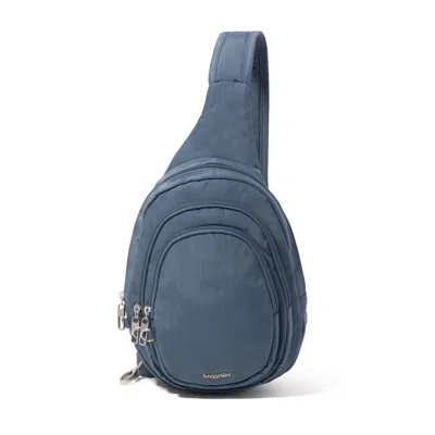Baggallini Securtex Anti-theft Multi Zip Sling In Gray