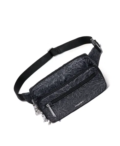 Baggallini Securtex Anti-theft Sling Belt Bag In Midnight Blossom Print
