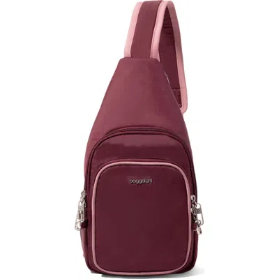 Baggallini Securtex Classic Anti-theft Daytripper Sling Bag In Burgundy