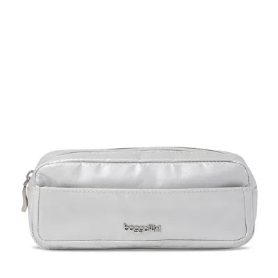 Baggallini The Jet Set Edit Long Pocket Cosmetic Pouch In Silver