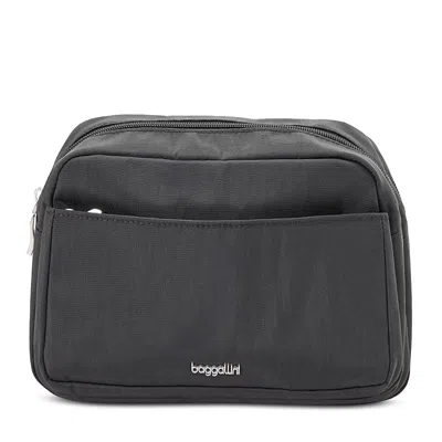 Baggallini The Jet Set Edit Pocket Cosmetic Pouch With Brush Organization In Gray