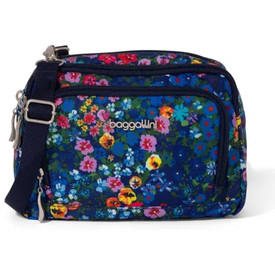 Baggallini Trifecta Rfid Wallet Crossbody Bag In Blue