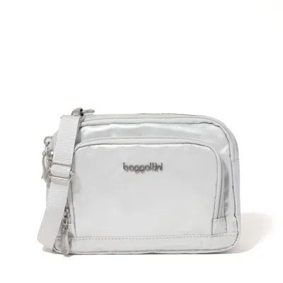 Baggallini Trifecta Rfid Wallet Crossbody Bag In Silver