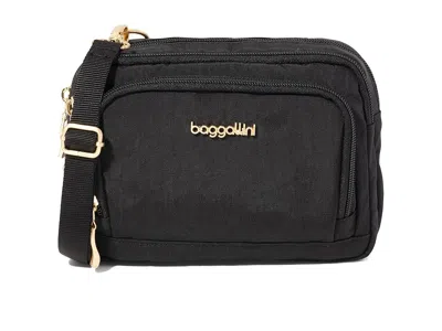 Baggallini Trifecta Rfid Wallet Crossbody Cross Body Handbags Black With Gold Hardware: One Size