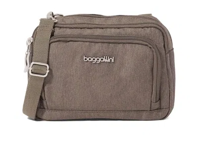 Baggallini Trifecta Rfid Wallet Crossbody Cross Body Handbags Dark Umber Heritage: One Size In Gray