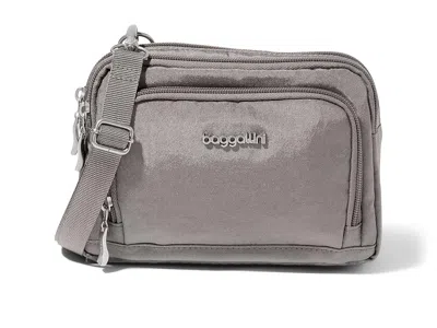 Baggallini Trifecta Rfid Wallet Crossbody Cross Body Handbags Sterling Shimmer: One Size In Gray