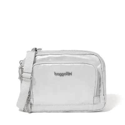 Baggallini Trifecta Wallet Rfid Crossbody In Silver