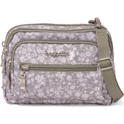Baggallini Triple Zip Bagg Small Crossbody Bag In Light Grey Petal