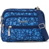 Baggallini Triple Zip Bagg Small Crossbody Bag In Navy Petal