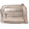 Baggallini Triple Zip Bagg Small Crossbody Bag In Platinum Ecopuff