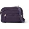 Baggallini Triple Zip Bagg Small Crossbody Bag In Plum Twilight Puff