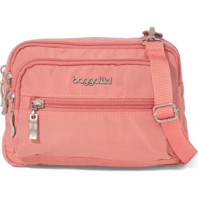 Baggallini Triple Zip Bagg Small Crossbody Bag In Brown
