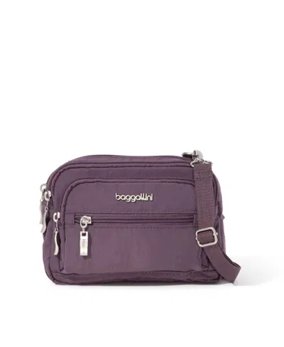 Baggallini Triple Zip Crossbody Bag In Purple