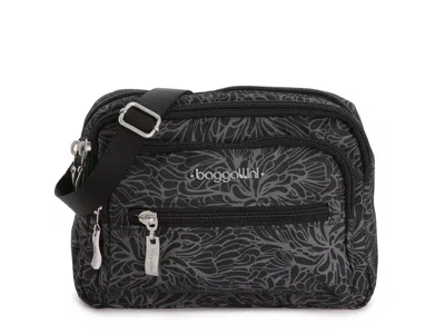 Baggallini Triple Zip Crossbody In Midnight Blossom
