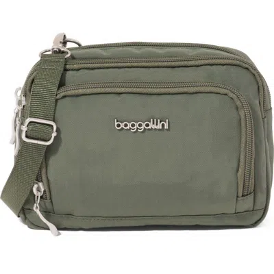 Baggallini Triple Zip Small Convertible Crossbody Bag In Green