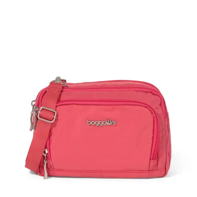 Baggallini Triple Zip Small Convertible Crossbody Bag In Pink