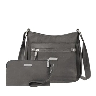 Baggallini Uptown Bagg With Rfid Phone Wristlet In Gray