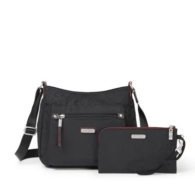 Baggallini Uptown Bagg With Rfid Phone Wristlet In Black
