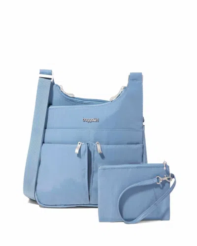 Baggallini Women's Cross Over Crossbody Bag With Rfid Wristlet In Blue